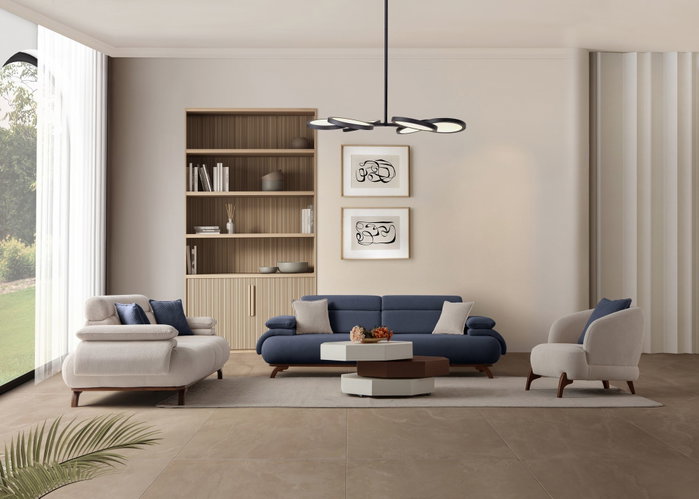 Atelier Del Sofa Bonjo Walnut - Sofá de 3 Plazas Azul Marino Atelier Del Sofa Bonjo Walnut - Sofá de 3 Plazas Azul Marino